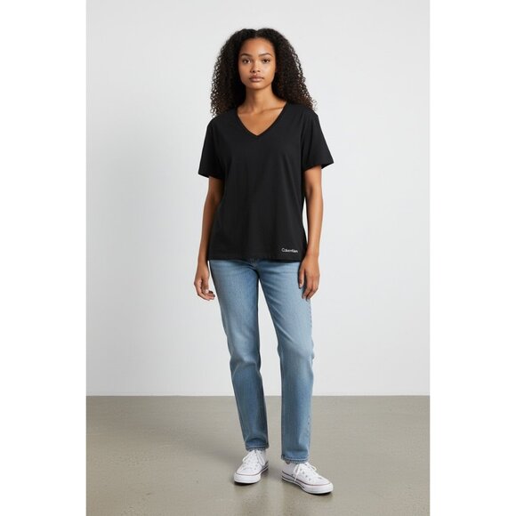 Calvin Klein Tops - Calvin Klein Women's Black V-Neck Sleepwear T-Shirt S 100% Cotton